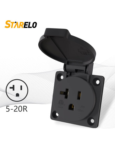 Enchufe NEMA 5-20 STARELO 20A 125V con Tapa Protectora