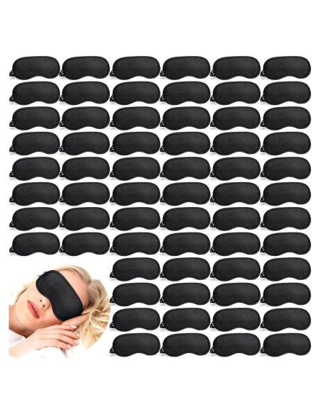 Tarpop 200 Pcs Máscaras de Ojos para Dormir Ajustables Negro