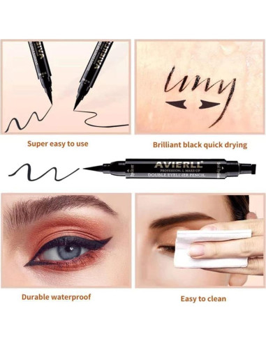 Delineador de Ojos con Sello AVIERLL B12 Negro Impermeable