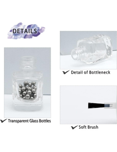 6 Botellas Vacías de Esmalte de Uñas 10ML Vidrio con Embudo