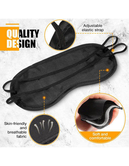 Tarpop 200 Pcs Máscaras de Ojos para Dormir Ajustables Negro