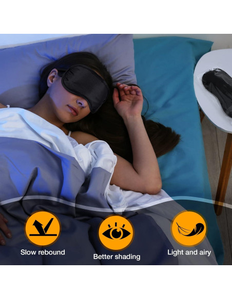 Tarpop 200 Pcs Máscaras de Ojos para Dormir Ajustables Negro