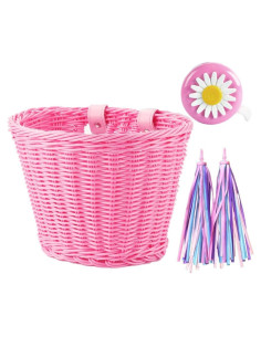 Cesta de Bicicleta Rosa Srutirbo para Niños con Timbre y Pegatinas