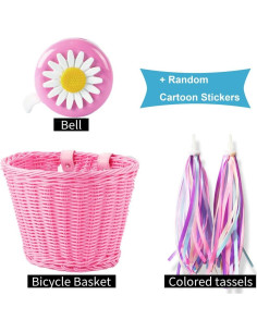 Cesta de Bicicleta Rosa Srutirbo para Niños con Timbre y Pegatinas 2