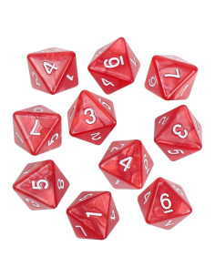 Juego de 10 Dados D8 Acrílicos Rojos para Juegos de Mesa