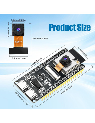 Placa de desarrollo FORIOT ESP32-S3-CAM con cámara 2MP