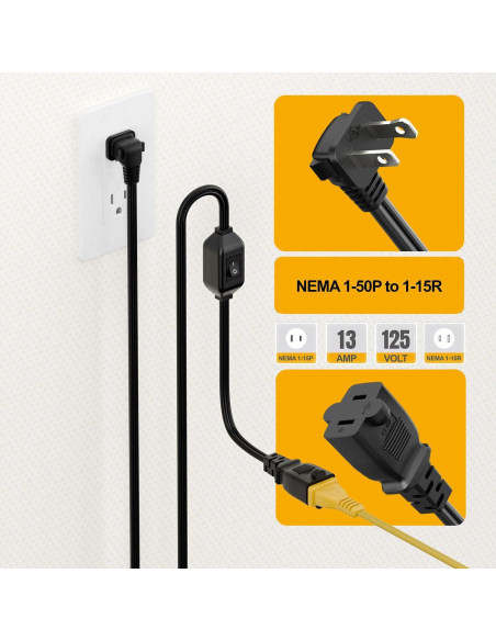 Cable de extensión 1.83m PluGrand con interruptor 12A 125V