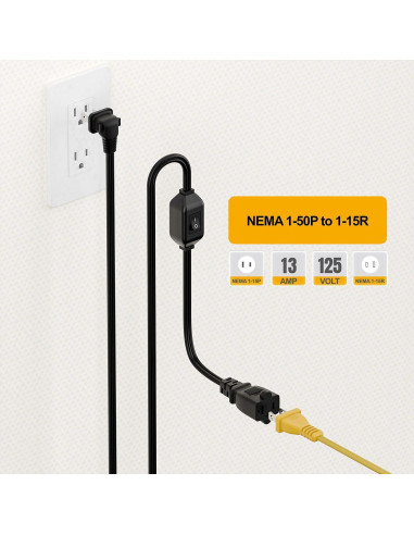 Cable de extensión 1.83m PluGrand con interruptor 12A 125V