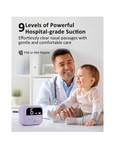 Aspirador Nasal Eléctrico HEYVALUE para Bebé Morado con Luz Nocturna 2