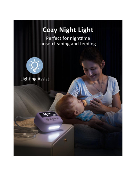 Aspirador Nasal Eléctrico HEYVALUE para Bebé Morado con Luz Nocturna Aspirador Nasal Eléctrico HEYVALUE para Bebé Morado con Luz Nocturna