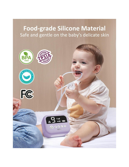 Aspirador Nasal Eléctrico HEYVALUE para Bebé Morado con Luz Nocturna Aspirador Nasal Eléctrico HEYVALUE para Bebé Morado con Luz Nocturna