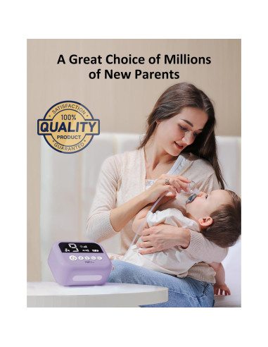 Aspirador Nasal Eléctrico HEYVALUE para Bebé Morado con Luz Nocturna