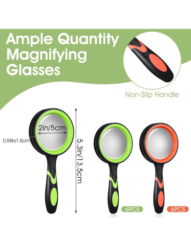 12 Lupas de Mano 10X JOUTYFOR con Mango Antideslizante