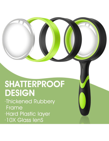 12 Lupas de Mano 10X JOUTYFOR con Mango Antideslizante