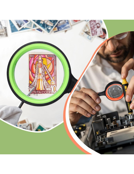 12 Lupas de Mano 10X JOUTYFOR con Mango Antideslizante