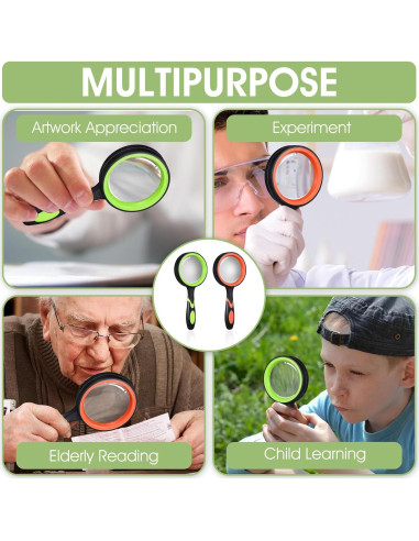 12 Lupas de Mano 10X JOUTYFOR con Mango Antideslizante