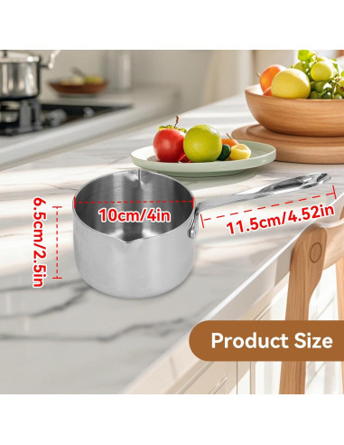 Cacerola de Acero Inoxidable Cyrank 295ml con Doble Vertedor