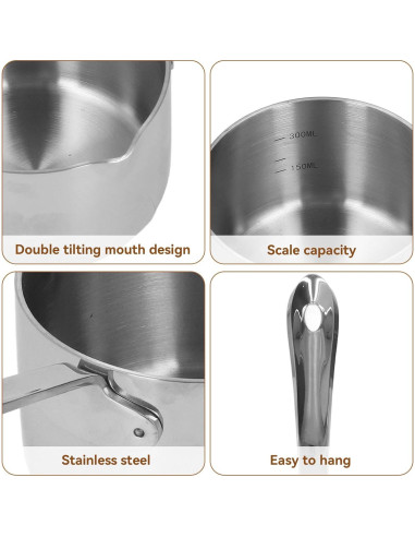 Cacerola de Acero Inoxidable Cyrank 295ml con Doble Vertedor