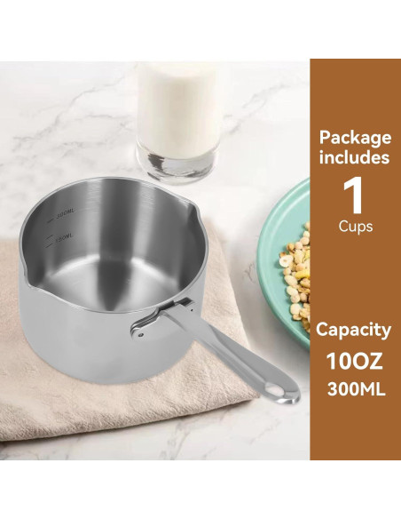 Cacerola de Acero Inoxidable Cyrank 295ml con Doble Vertedor