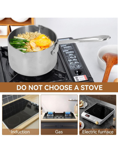 Cacerola de Acero Inoxidable Cyrank 295ml con Doble Vertedor