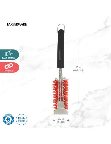 Cepillo de Parrilla Farberware BBQ Triple Nylon 45.72 cm
