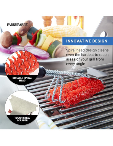 Cepillo de Parrilla Farberware BBQ Triple Nylon 45.72 cm