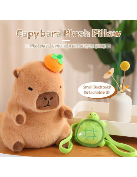 Peluche de Capibara Kawaii Suave 30x15 cm con Mochila
