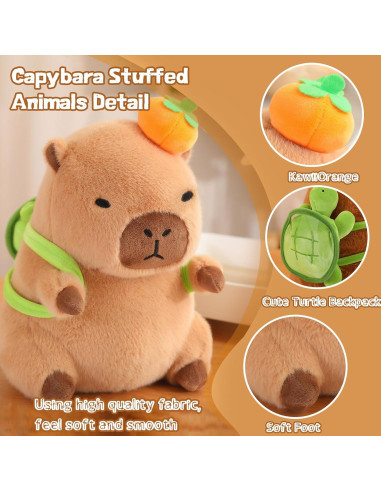 Peluche de Capibara Kawaii Suave 30x15 cm con Mochila