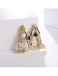 Broche Inicial de Perla RINHOO Letra A-Z Joyería Elegante 2