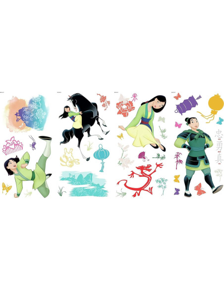 Calcomanías de Pared RoomMates Disney Mulan Reutilizables 36 Piezas