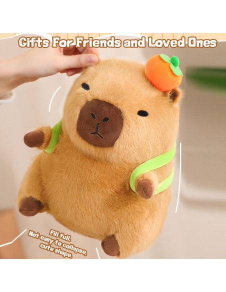 Peluche de Capibara Kawaii Suave 30x15 cm con Mochila