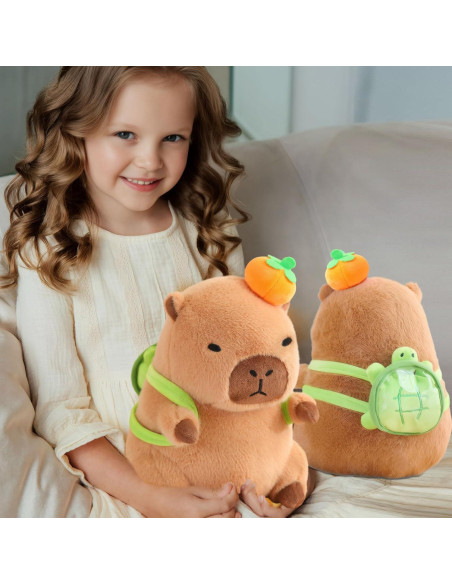 Peluche de Capibara Kawaii Suave 30x15 cm con Mochila