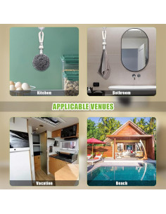 Soporte de Toalla YINARONG 6 Piezas Algodón Trenzado Marfil 2