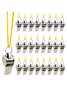 24 Silbatos de Acero Inoxidable ROYHOO con Cordón - Sonido Fuerte