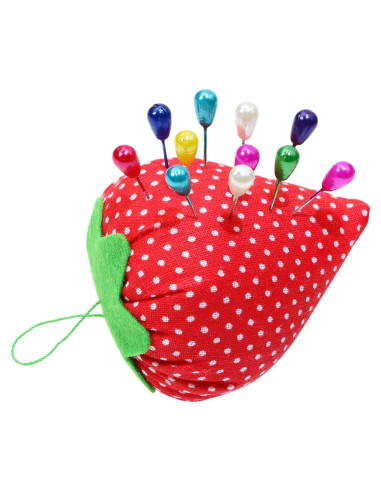 Almohadilla de Agujas en Forma de Fresa Tupalizy + 40 Alfileres