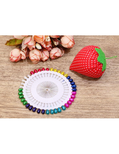 Almohadilla de Agujas en Forma de Fresa Tupalizy + 40 Alfileres