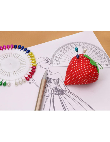 Almohadilla de Agujas en Forma de Fresa Tupalizy + 40 Alfileres