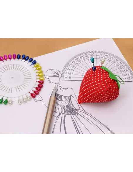 Almohadilla de Agujas en Forma de Fresa Tupalizy + 40 Alfileres