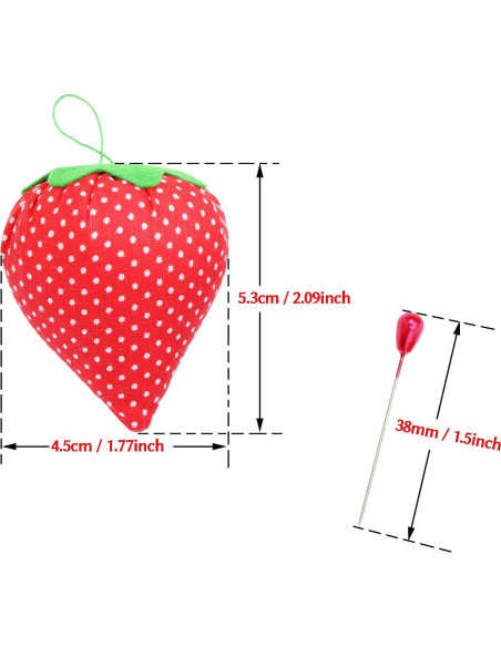 Almohadilla de Agujas en Forma de Fresa Tupalizy + 40 Alfileres