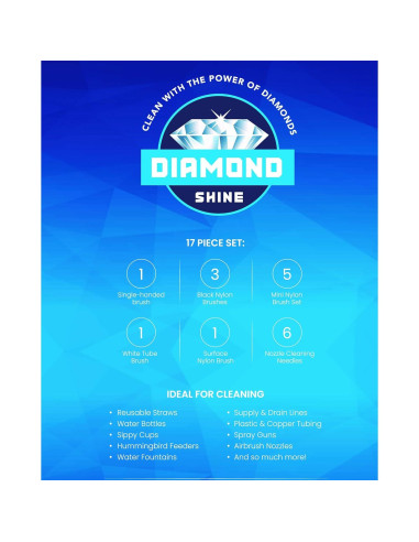 Juego de Cepillos de Limpieza 17 Piezas Diamond Shine
