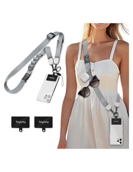Cinta Cruzada para Teléfono Icycay Ajustable Gris Plateado