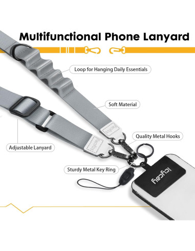 Cinta Cruzada para Teléfono Icycay Ajustable Gris Plateado