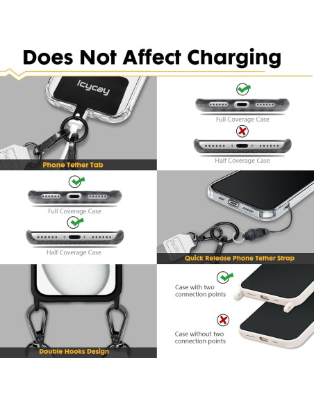 Cinta Cruzada para Teléfono Icycay Ajustable Gris Plateado