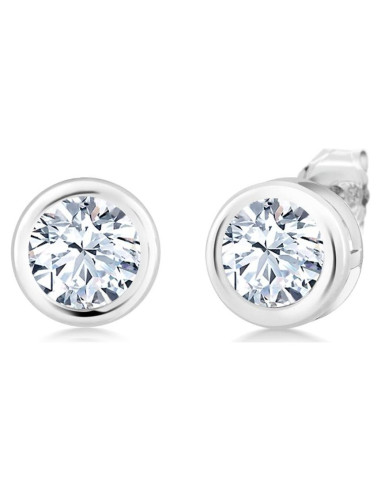 Aretes de Circonita Blanca Gem Stone King 925 Plata 6MM