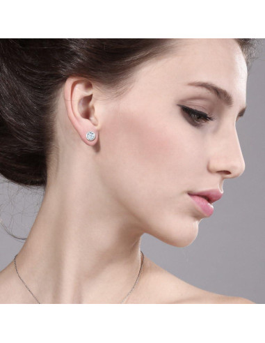 Aretes de Circonita Blanca Gem Stone King 925 Plata 6MM