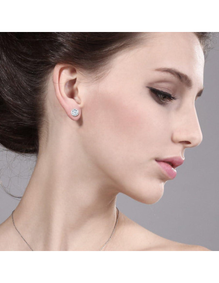 Aretes de Circonita Blanca Gem Stone King 925 Plata 6MM