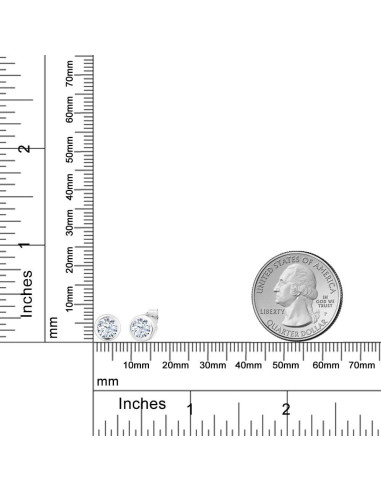 Aretes de Circonita Blanca Gem Stone King 925 Plata 6MM