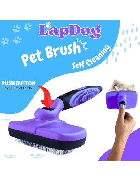 Cepillo Slicker Autolimpiante Lapdog para Perros y Gatos - Púrpura