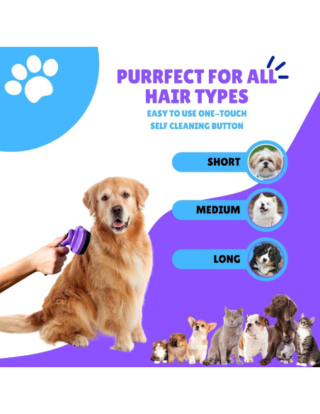 Cepillo Slicker Autolimpiante Lapdog para Perros y Gatos - Púrpura