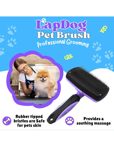 Cepillo Slicker Autolimpiante Lapdog para Perros y Gatos - Púrpura